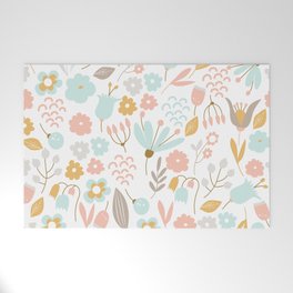 Seamless pastel floral pattern Welcome Mat