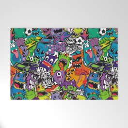 Abstract seamless comics monsters. Cartoon mutant repeated pattern Welcome Mat