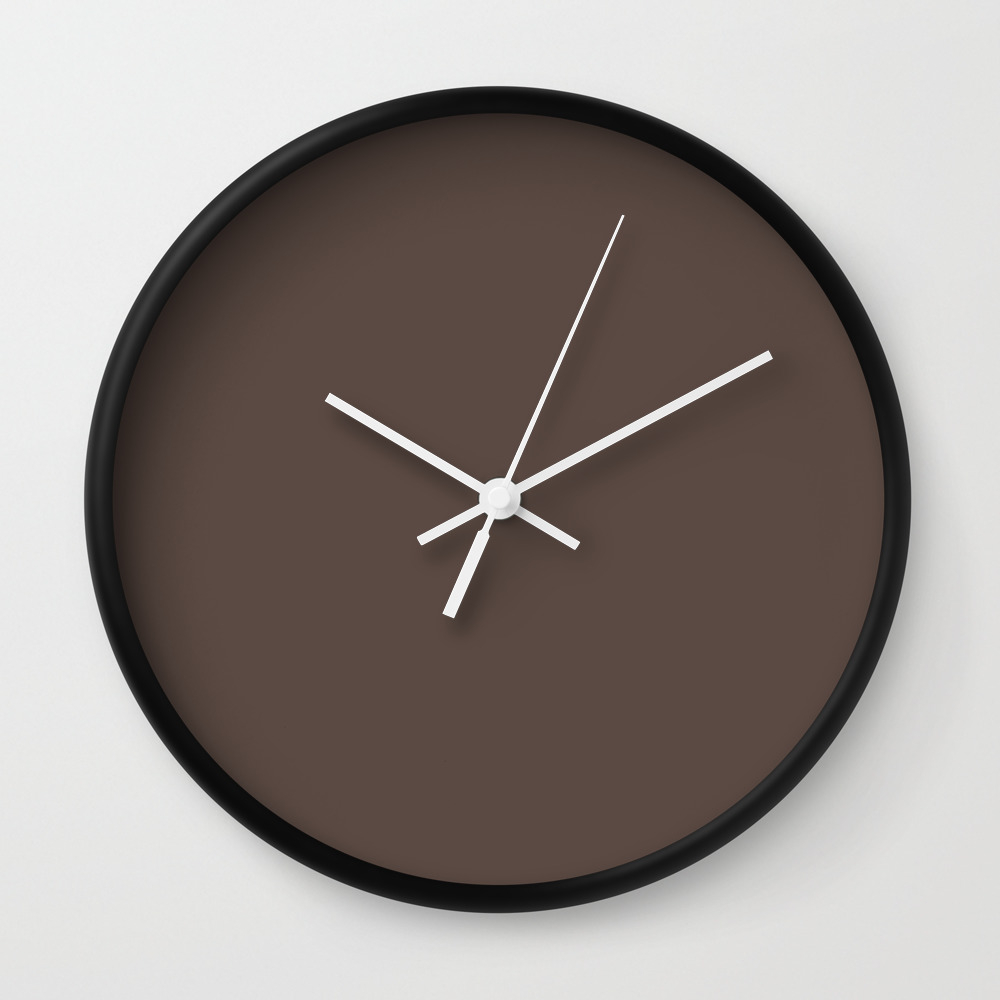 Dunn Edwards 2019 Curated Colors Bear In Mind Dark Rich Brown De6042 Solid Color Wall Clock By Simplysolids Society6