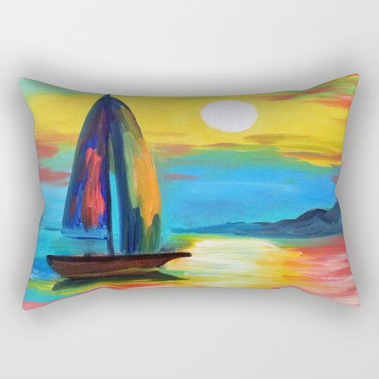 Sailboat at dawn Rectangular Pillow
