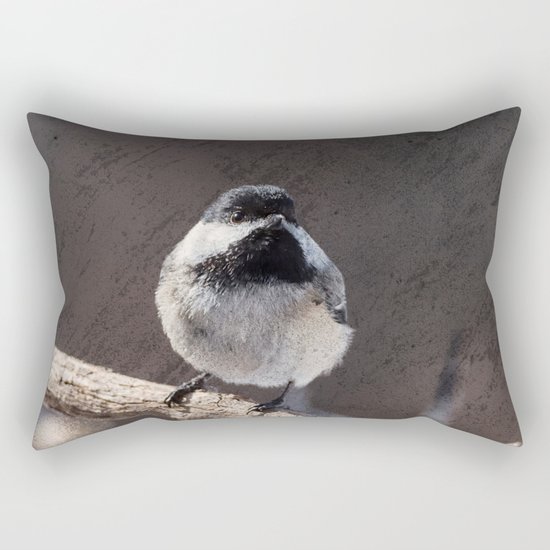Chickadee with Texture Rectangular Pillow