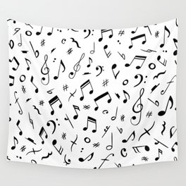 Music Notes doodle pattern. Digital Illustration Background Wall Tapestry