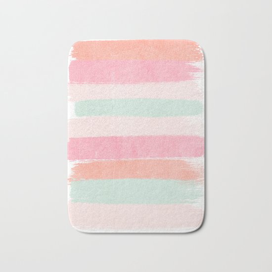 Brax - gender neutral stripes painted brushstrokes abstract painting nursery baby Bath Mat