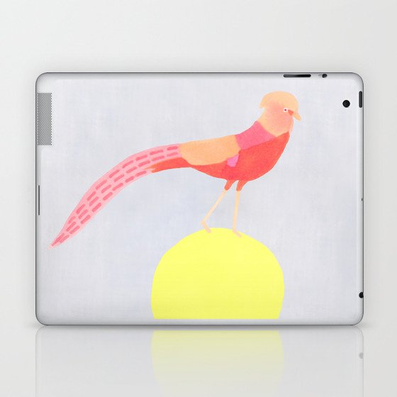 Pink Bird balancing on Yellow Ball Laptop & iPad Skin