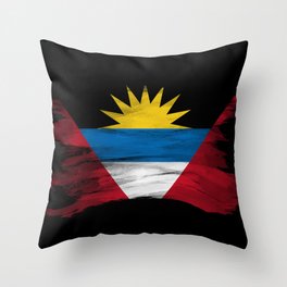 Antigua and Barbuda flag brush stroke, national flag Throw Pillow