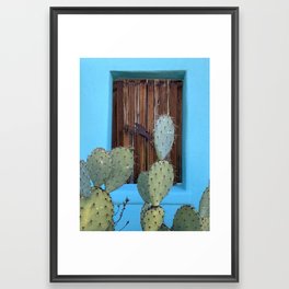 Aqua Wall + Cactus :: Barrio Viejo Tucson Framed Art Print