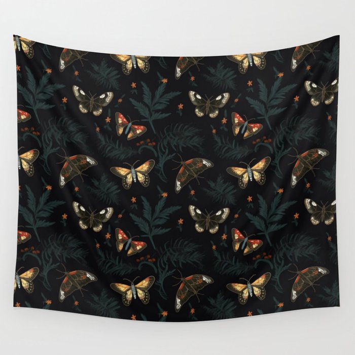 Midnight Butterflies Wall Tapestry