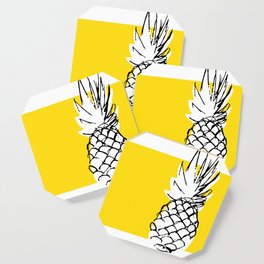 Ananananananananas on a yellow background Coaster