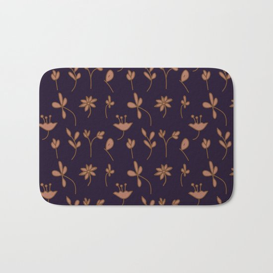 Hand Drawn Floral Elements Bath Mat