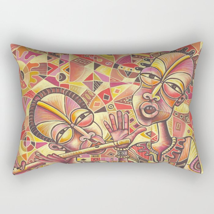 The Drummer and the Flutist III African music painting Rectangular Pillow