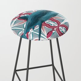 Great white shark swimming on a pink and cool blue patterned background Bar Stool