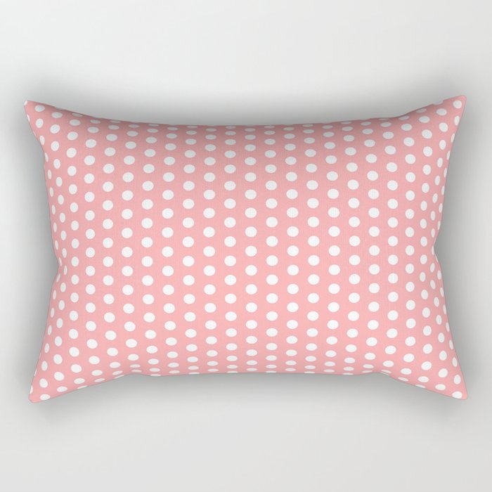 White polka dots in pink background Rectangular Pillow