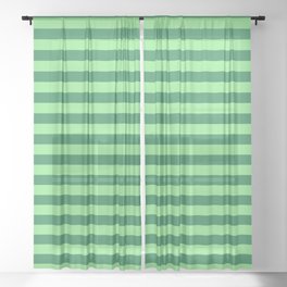 [ Thumbnail: Sea Green & Light Green Colored Striped/Lined Pattern Sheer Curtain ]