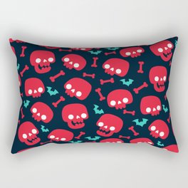 An red and blue halloween skeleton pattern (halloween, witch, spooky, ghost, cat, cute, witchy, skeleton, creepy, halloween, goth, horror) Rectangular Pillow