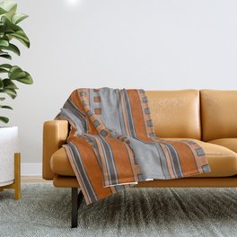 Squares and Stripes in Terracotta and Gray Throw Blanket
