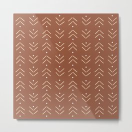 Arrow Lines Geometric Pattern 41 in Terracotta Beige Metal Print