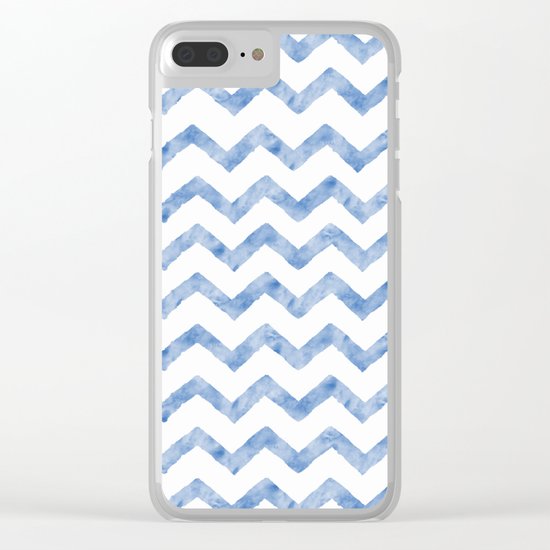Chevron Light Blue And White Clear iPhone Case