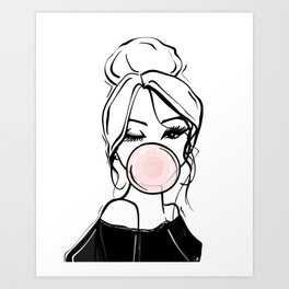 Bubble Gum Wink Art Print