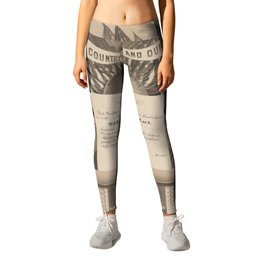 God, our country (emblem) and our order (certificate of membership), Vintage Print Leggings