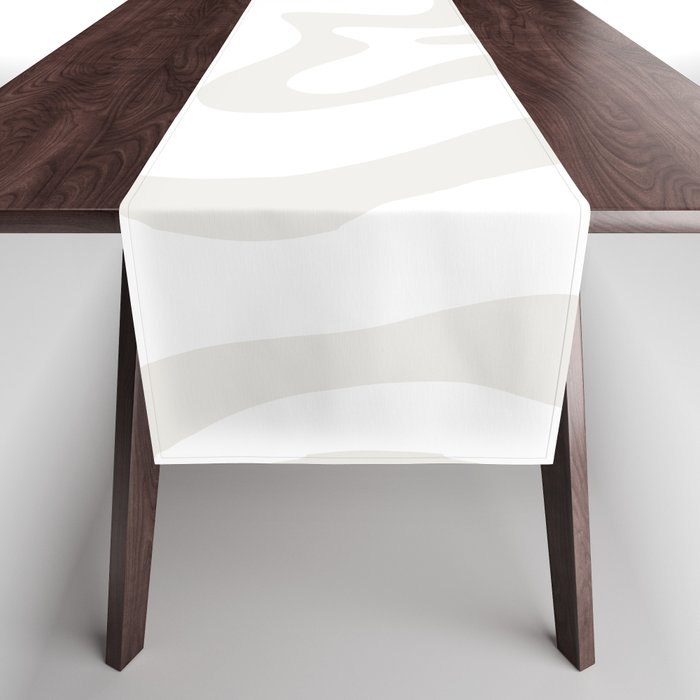 Liquid Swirl Abstract Pattern in Nearly White and Pale Stone Table Runner