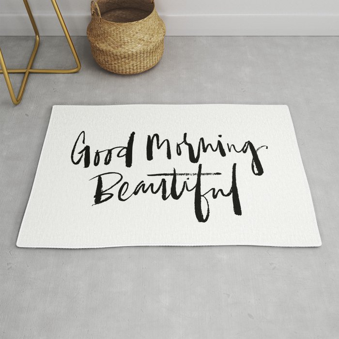 Good Morning Beautiful Brush Script Rug