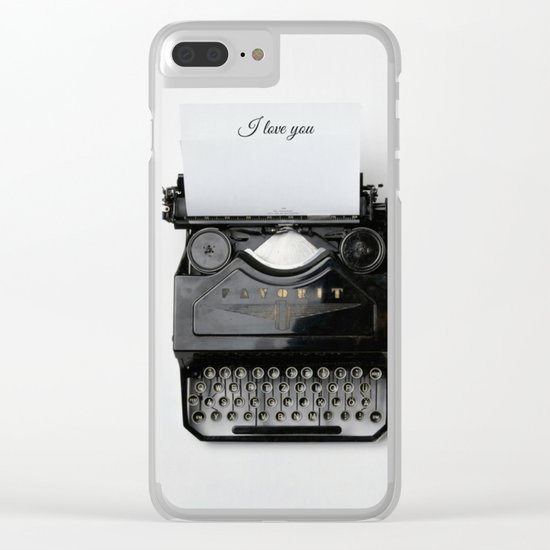 Hipster I Love You Typewriter ( Valentine's Day Gifts / Valentine Gift ) Clear iPhone Case