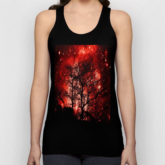 black trees red space Unisex Tank Top