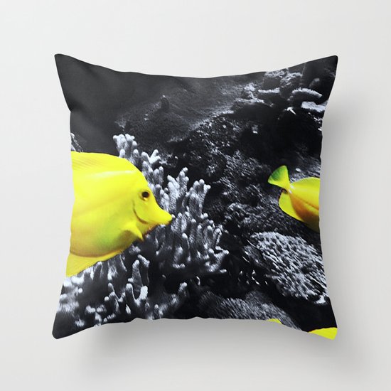 Yellow Fish Throw Pillow