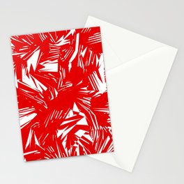 Red and White Abstract Brush Texture Pattern Stationery Card