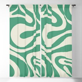Mod Swirl Retro Abstract Pattern in Cream and Jade Green Blackout Curtain