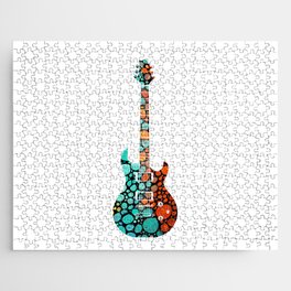 Colorful Mosaic Electric Bass Guitar Art Music Jigsaw Puzzle