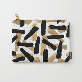 Modern abstract black gold watercolor brushstrokes Carry-All Pouch
