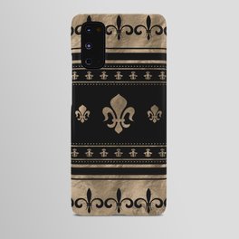 Fleur-de-lis Luxury ornament - black and gold Android Case