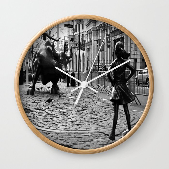Fearless Girl and the Charging Bull Wall Clock