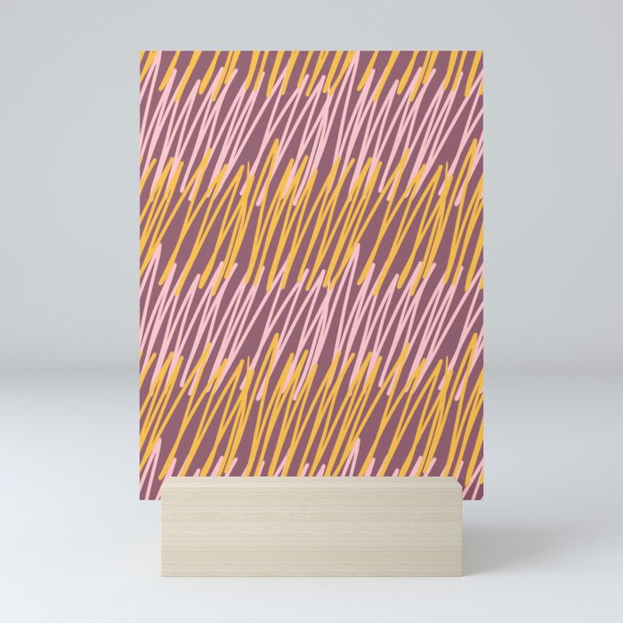 Scribbled Impatience 4A | Mauve and Yellow | Pattern Mini Art Print