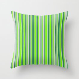 [ Thumbnail: Dark Sea Green, Sea Green, Light Grey, and Green Colored Lines/Stripes Pattern Throw Pillow ]