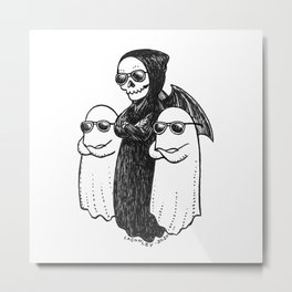 Cute Grim Reaper and Ghosts Metal Print