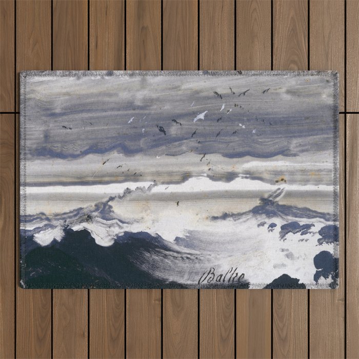 Peder Balke - Stormy Sea - Norwegian Oil Painting Outdoor Rug