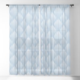 Pale Blue and White Abstract Pattern Sheer Curtain