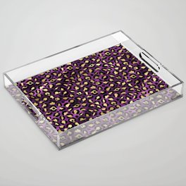 Purple and Gold Leopard Animal Print 01 Acrylic Tray