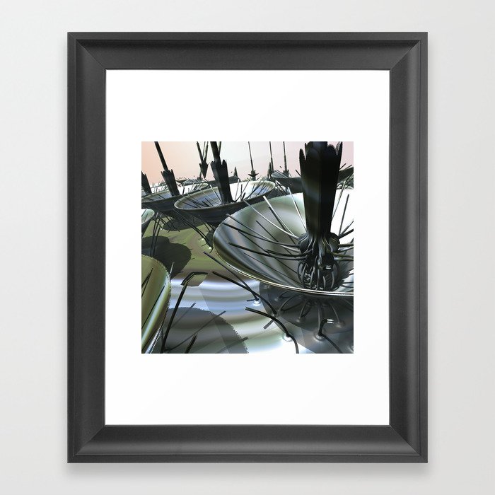 Mushroom Satellites 3d Fractal Digital Art Framed Art Print