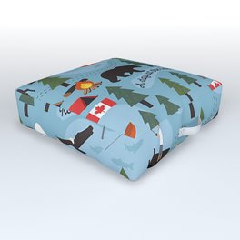 Day at the Lake - Blue Outdoor Floor Cushion