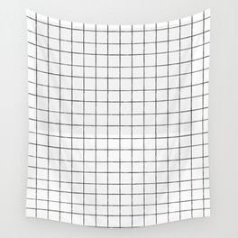 Black and White Grid Pattern Line Stripe Geometric Nro.2 Wall Tapestry