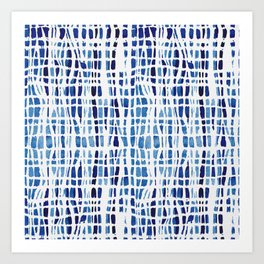Shibori Braid Vivid Indigo Blue and White Art Print