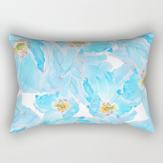 blue poppy pattern Rectangular Pillow
