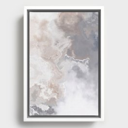 Different shades of grey color cloudy and wavy marble layout on solid sheet of wallpaper. Concept of home decor and interior designing Framed Canvas