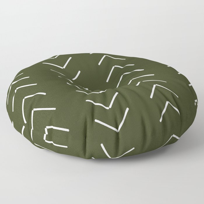Mudcloth II (Olive Green) Floor Pillow