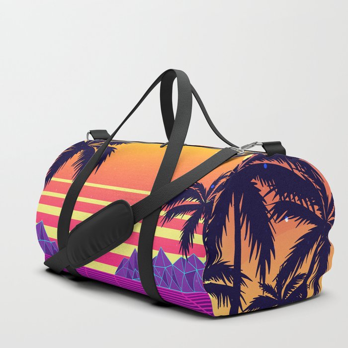 Glorious Scarlet Sunset Synthwave Duffle Bag