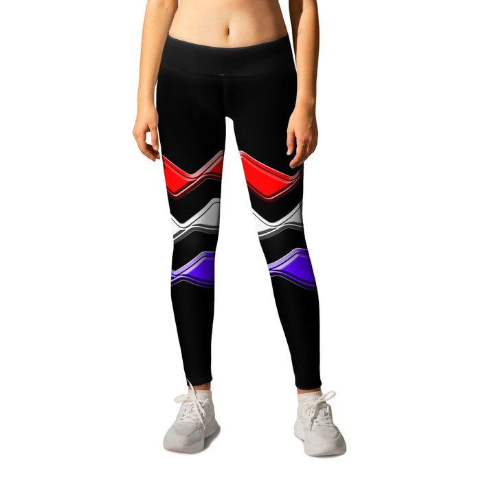 Rectilinear wave ....red,white,blue Leggings