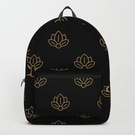 Gold Spiritual Lotus on Black Backpack